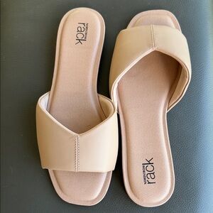Nordstrom Rack Nude/Tan Wide Crossover Slide Sandals